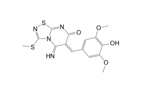 (6Z)-6-(4-hydroxy-3,5-dimethoxybenzylidene)-5-imino-3-(methylsulfanyl)-5,6-dihydro-7H-[1,2,4]thiadiazolo[4,5-a]pyrimidin-7-one