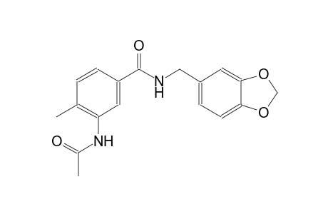 3-(acetylamino)-N-(1,3-benzodioxol-5-ylmethyl)-4-methylbenzamide