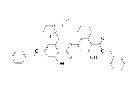 Benzoic acid, 2-hydroxy-4-[[2-hydroxy-4-(phenylmethoxy)-6-[(2-propyl-1,3-dioxolan-2-yl)methyl]benzoyl]oxy]-6-pentyl-, phenylmethyl ester