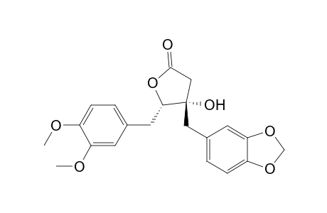 (3S*,4S*)-3-Hydroxy-3-[3,4-(methylenedioxy)benzyl]-4-(3,4-dimethoxybenzyl)-.gamma.-butyrolactone