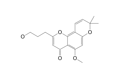 SIAMCHROMENE_G;2-(3-HYDROXYPROPYL)-5-METHOXY-8,8-DIMETHYLPYRANO-[2.3-F]-CHROMEN-4-(8-H)-ONE