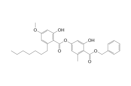 Benzoic acid, 2-heptyl-6-hydroxy-4-methoxy-, 3-hydroxy-5-methyl-4-[(phenylmethoxy)carbonyl]phenyl ester