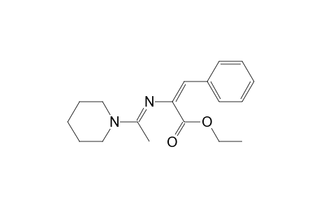 2-Propenoic acid, 3-phenyl-2-[[1-(1-piperidinyl)ethylidene]amino]-, ethyl ester