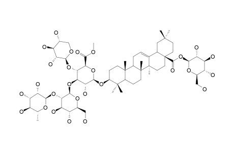 PUTRANJIVA-SAPONIN-D;3-O-BETA-[RHAMNOPYRANOSYL-(1->2)-GLUCOPYRANOSYL-(1->3)-[XYLOPYRANOSYL-(1->4)]-GLUCURONOPYRANOSYL]-OLEANOLIC-ACID-28-O-GLUCOP
