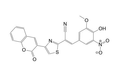 (2E)-3-(4-hydroxy-3-methoxy-5-nitrophenyl)-2-[4-(2-oxo-2H-chromen-3-yl)-1,3-thiazol-2-yl]-2-propenenitrile