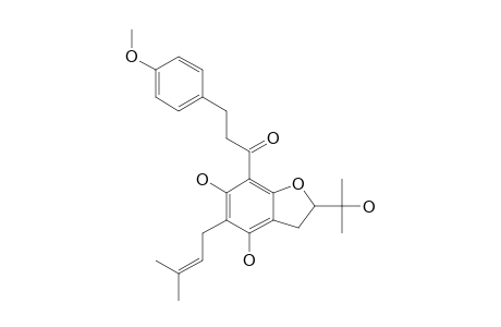 FLEMINICHALEONE;4,6-DIHYDROXY-4'-METHOXY-5-(3-METHYLBUT-2-ENYL)-2'''-(2-HYDROXYPROPAN-2-YL)-DIHYDROFURANO-(4''',5''':3,2)-DIHYDROCHALCONE