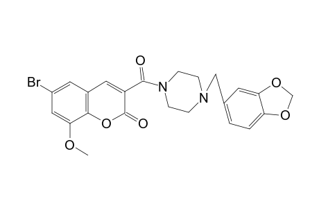 3-[4-(1,3-benzodioxol-5-ylmethyl)piperazin-1-yl]carbonyl-6-bromanyl-8-methoxy-chromen-2-one