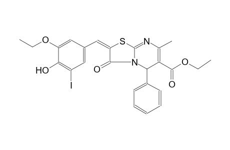 5H-thiazolo[3,2-a]pyrimidine-6-carboxylic acid, 2-[(3-ethoxy-4-hydroxy-5-iodophenyl)methylene]-2,3-dihydro-7-methyl-3-oxo-5-phenyl-, ethyl ester, (2E)-