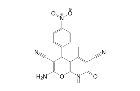 2-Amino-7,8-dihydro-5-methyl-7-oxo-4-(4-nitrophenyl)-4H- pyrano[2,3-b]pyridine-3,6-dicarbonitrile