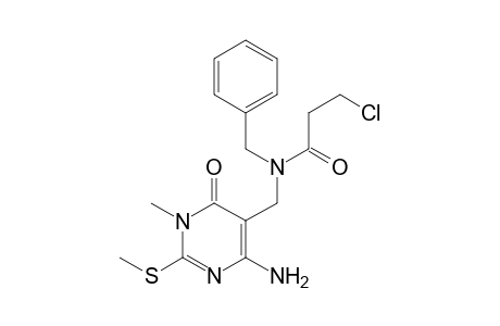 N-{[4-amino-(2-methylthio)-1-methyl-6-oxo-1,6-dihydropyrimidin-5-yl]methyl}-N-benzyl-3-chloropropanamide