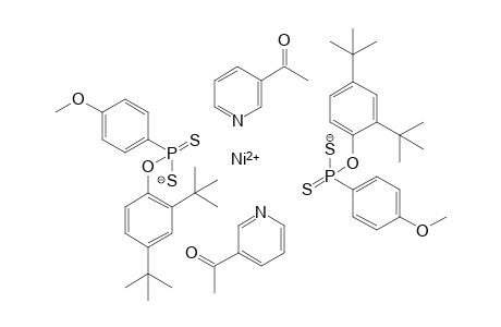 trans-Bis{O-2,4-di-tert-butylphenyl(4-methoxyphenyldithiophosphonato)-kappaS,S'}bis(3-acetylpyridine-kappaN)nickel(II)