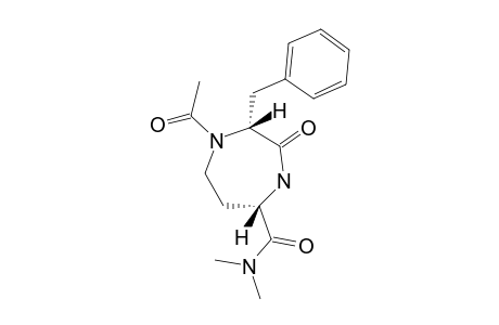 HEXAHYDRO-1H-3-OXO-1-ACETYL-2(R)-BENZYL-5(S)-(N,N-DIMETHYLCARBAMOYL-1,4-DIAZEPINE;TRANS