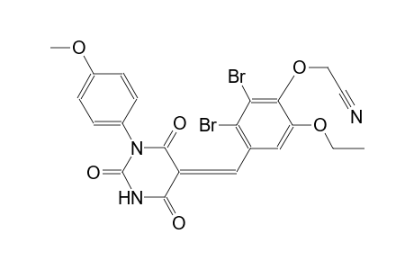 {2,3-dibromo-6-ethoxy-4-[(Z)-(1-(4-methoxyphenyl)-2,4,6-trioxotetrahydro-5(2H)-pyrimidinylidene)methyl]phenoxy}acetonitrile