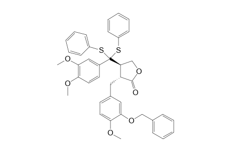 trans-2-(3"-Benzyloxy-4"-methoxybenzyl)-3-(3',4'-dimethoxy-.alpha.,.alpha.-bis[phenylthio]benzyl)butyrolactone