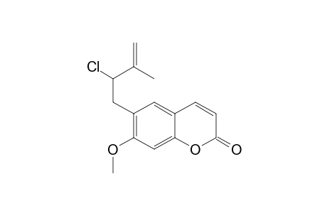 2H-1-Benzopyran-2-one, 6-(2-chloro-3-methyl-3-butenyl)-7-methoxy-