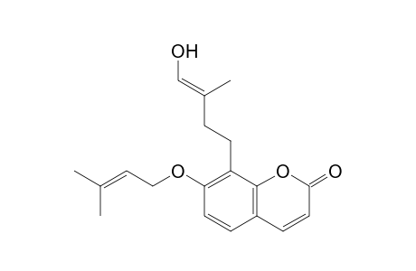 7-(3'-Methylbut-2'-enyloxy)-8-(4''-hydroxy-3''-methylbut-3''-enyl)-coumarin
