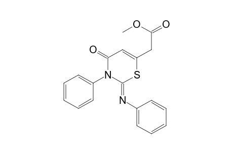 2H-1,3-Thiazine-6-acetic acid, 3,4-dihydro-4-oxo-3-phenyl-2-(phenylimino)-, methyl ester
