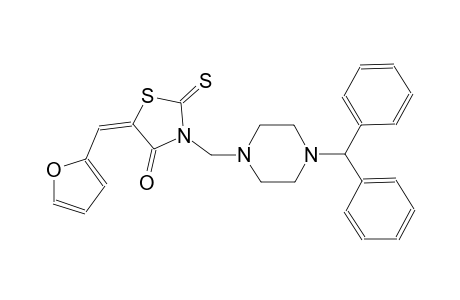 (5E)-3-[(4-benzhydrylpiperazin-1-yl)methyl]-5-(2-furylmethylene)-2-thioxo-thiazolidin-4-one