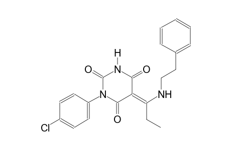 (5E)-1-(4-chlorophenyl)-5-{1-[(2-phenylethyl)amino]propylidene}-2,4,6(1H,3H,5H)-pyrimidinetrione
