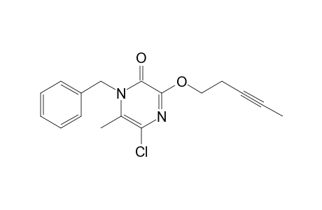 1-Benzyl-5-chloro-6-methyl-3-(3-pentynyloxy)-2(1H)-pyrazinone
