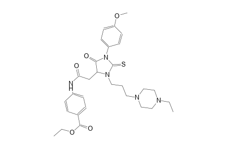benzoic acid, 4-[[[3-[3-(4-ethyl-1-piperazinyl)propyl]-1-(4-methoxyphenyl)-5-oxo-2-thioxo-4-imidazolidinyl]acetyl]amino]-, ethyl ester