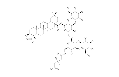 VACCAROID-B;3-BETA-HYDROXYOLEAN-12-EN-23,28-DIOIC-ACID-28-O-BETA-D-GLUCOPYRANOSYL-(1->3)-BETA-D-GLUCOPYRANOSYL-(1->6)-[6-O-(3-HYDROXY-3-METH