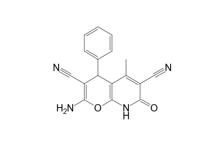 2-Amino-7,8-dihydro-5-methyl-7-oxo-4-(phenyl)-4H-pyrano[2,3-b]pyridine-3,6-dicarbonitrile