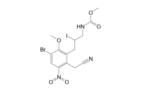{4-Bromo-2-[2-iodo-3-methoxycarbonylamino]propyl-3-methoxy-6-nitrophenyl}acetonitrile