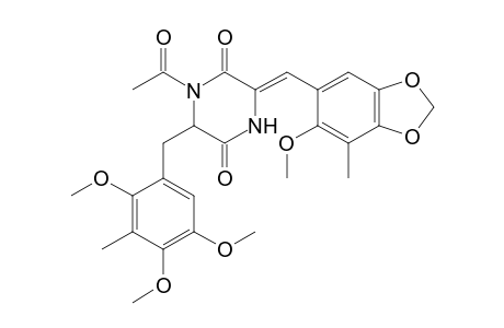 (3Z)-1-acetyl-3-[(6-methoxy-7-methyl-1,3-benzodioxol-5-yl)methylene]-6-(2,4,5-trimethoxy-3-methyl-benzyl)piperazine-2,5-quinone