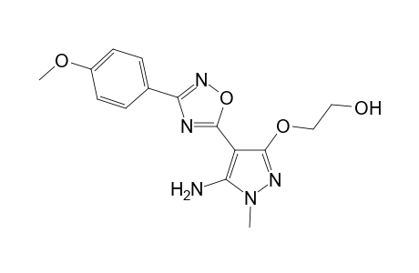 2-Amino-3-[(2'-hydroxyethoxy)-4'-{ 9"-(p-methoxyphenyl)}-7",8",10"-oxadiazol-6"-yl]-1-methylpyrazole