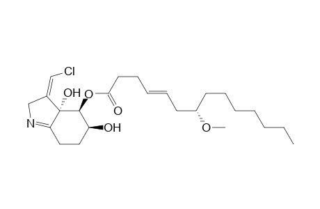 4-Tetradecenoic acid, 7-methoxy-, 3-(chloromethylene)-3,3a,4,5,6,7-hexahydro-3a,5-dihydroxy-2H-indol-4-yl ester, [3aS-[3Z,3a.alpha.,4.beta.(4E,7R*),5.beta.]]-