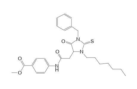 methyl 4-{[(1-benzyl-3-heptyl-5-oxo-2-thioxo-4-imidazolidinyl)acetyl]amino}benzoate