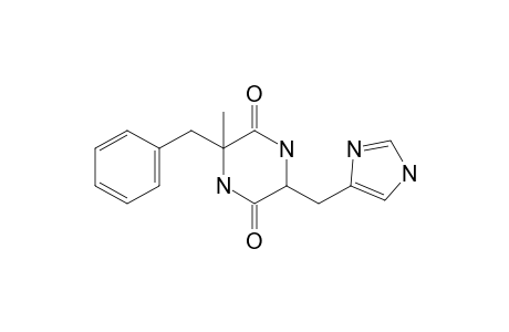 3-(benzyl)-6-(3H-imidazol-4-ylmethyl)-3-methyl-piperazine-2,5-quinone