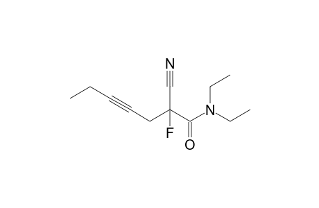 2-cyano-N,N-diethyl-2-fluoranyl-hept-4-ynamide
