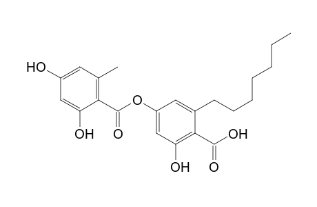Benzoic acid, 2,4-dihydroxy-6-methyl-, 4-carboxy-3-heptyl-5-hydroxyphenyl ester