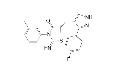 (5Z)-2-azanylidene-5-[[5-(4-fluorophenyl)-1H-pyrazol-4-yl]methylidene]-3-(3-methylphenyl)-1,3-thiazolidin-4-one