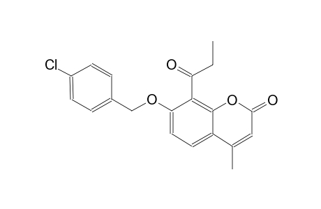 7-[(4-chlorobenzyl)oxy]-4-methyl-8-propionyl-2H-chromen-2-one