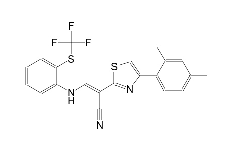 (2E)-2-[4-(2,4-dimethylphenyl)-1,3-thiazol-2-yl]-3-{2-[(trifluoromethyl)sulfanyl]anilino}-2-propenenitrile