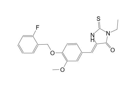 (5Z)-3-ethyl-5-{4-[(2-fluorobenzyl)oxy]-3-methoxybenzylidene}-2-thioxo-4-imidazolidinone