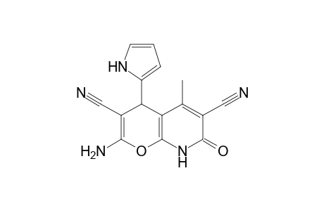 2-Amino-7,8-dihydro-5-methyl-7-oxo-4-(pyrrol-2-yl)-4H-pyrano[2,3-b]pyridine-3,6-dicarbonitrile