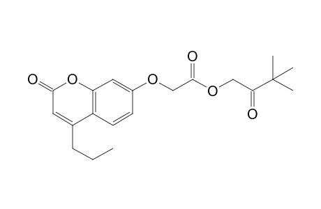 [(2-oxo-4-propyl-2H-1-benzopyran-7-yl)oxy]acetic acid, ester with 3,3-dimethyl-1-hydroxy-2-butanone