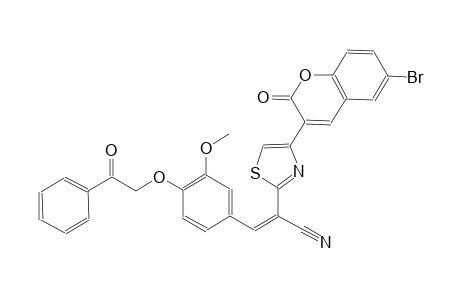 (2Z)-2-[4-(6-bromo-2-oxo-2H-chromen-3-yl)-1,3-thiazol-2-yl]-3-[3-methoxy-4-(2-oxo-2-phenylethoxy)phenyl]-2-propenenitrile