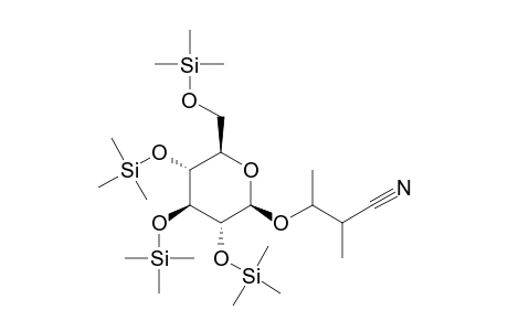 2-Methyl-3-[(2R,3R,4S,5S,6R)-3,4,5-trihydroxy-6-(hydroxymethyl)oxan-2-yl]oxybutanenitrile, 4tms