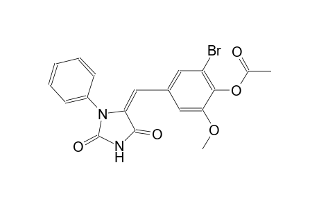 2-bromo-4-[(E)-(2,5-dioxo-3-phenyl-4-imidazolidinylidene)methyl]-6-methoxyphenyl acetate