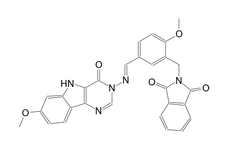 2-(2-methoxy-5-{(E)-[(7-methoxy-4-oxo-4,5-dihydro-3H-pyrimido[5,4-b]indol-3-yl)imino]methyl}benzyl)-1H-isoindole-1,3(2H)-dione