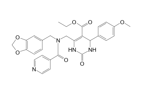 5-Pyrimidinecarboxylic acid, 4-[[(1,3-benzodioxol-5-ylmethyl)(4-pyridinylcarbonyl)amino]methyl]-1,2,3,6-tetrahydro-6-(4-methoxyphenyl)-2-oxo-, ethyl ester