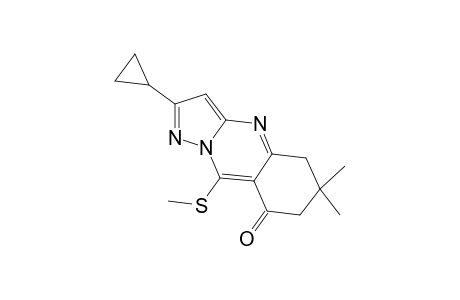 2-cyclopropyl-5,6-dihydro-6,6-dimethyl-9-(methylthio)pyrazolo-[5,1-b]quinazolin-8(7H)-one