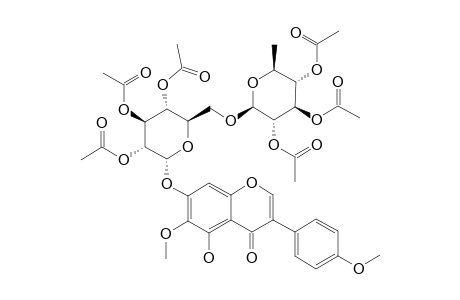 CMPD-#5;DERRISCANDENOSIDE-E-HEXAACETATE;IRISOLIDONE-7-O-[ALPHA-L-RHAMNOPYRANOSYL-(1->6)]-BETA-D-GLUCOPYRANOSIDE-HEXAACETATE;6,4-DIMETHOXY-5-HYDROXY-ISOFLAVONE-