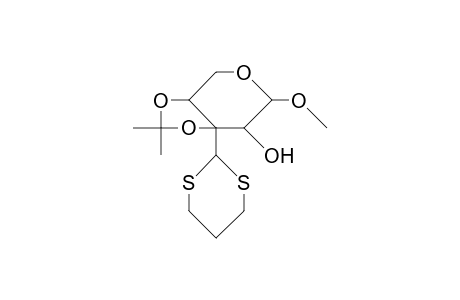 Methyl-3,4-O-isopropylidene-3-C-(1,3-dithiane-2-yl).beta.-D-ribopyranoside