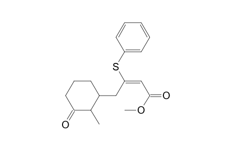 2-Butenoic acid, 4-(2-methyl-3-oxocyclohexyl)-3-(phenylthio)-, methyl ester